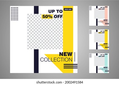 Nuevo conjunto de plantillas de banners mínimas editables. Adecuado para publicaciones en medios sociales y anuncios web o en internet. Ilustración vectorial con colegio fotográfico.