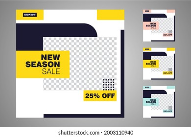 New set of editable minimal banner templates. Suitable for social media posts and web or internet ads. Vector illustration with photo college.
