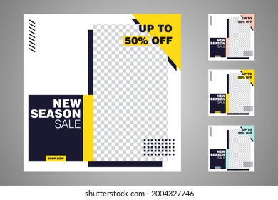 New set of editable minimal banner templates. Suitable for social media posts and web or internet ads. Vector illustration with photo college.