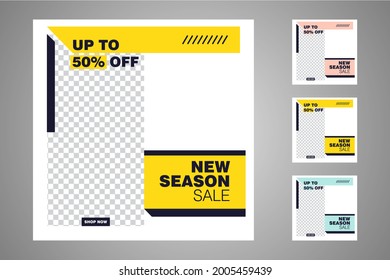 New set of editable minimal banner templates. Suitable for social media posts and web or internet ads. Vector illustration with photo college.
