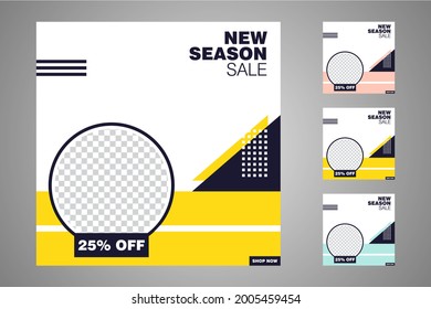 New set of editable minimal banner templates. Suitable for social media posts and web or internet ads. Vector illustration with photo college.