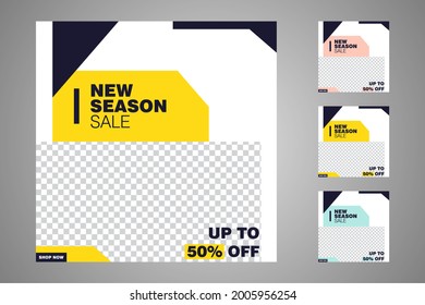 New set of editable minimal banner templates. Suitable for social media posts and web or internet ads. Vector illustration with photo college.