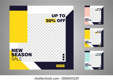 Nuevo conjunto de plantillas de banners mínimas editables. Adecuado para publicaciones en medios sociales y anuncios web o en internet. Ilustración vectorial con colegio fotográfico.