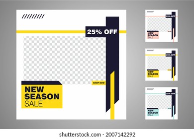New set of editable minimal banner templates. Suitable for social media posts and web or internet ads. Vector illustration with photo college.