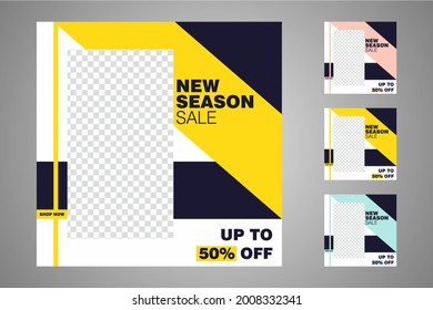 New set of editable minimal banner templates. Suitable for social media posts and web or internet ads. Vector illustration with photo college.