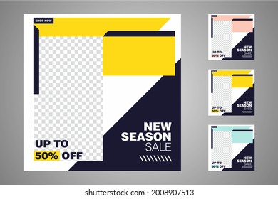 Nuevo conjunto de plantillas de banners mínimas editables. Adecuado para publicaciones en medios sociales y anuncios web o en internet. Ilustración vectorial con colegio fotográfico.