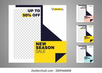 New set of editable minimal banner templates. Suitable for social media posts and web or internet ads. Vector illustration with photo college.
