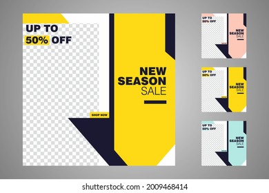 New set of editable minimal banner templates. Suitable for social media posts and web or internet ads. Vector illustration with photo college.