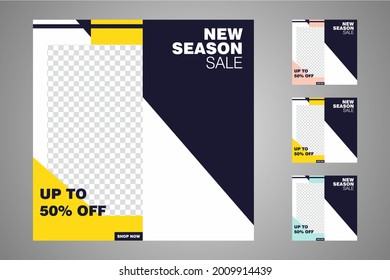 New set of editable minimal banner templates. Suitable for social media posts and web or internet ads. Vector illustration with photo college.