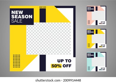 Nuevo conjunto de plantillas de banners mínimas editables. Adecuado para publicaciones en medios sociales y anuncios web o en internet. Ilustración vectorial con colegio fotográfico.