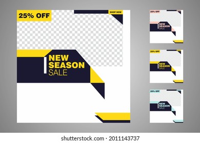 New set of editable minimal banner templates. Suitable for social media posts and web or internet ads. Vector illustration with photo college.