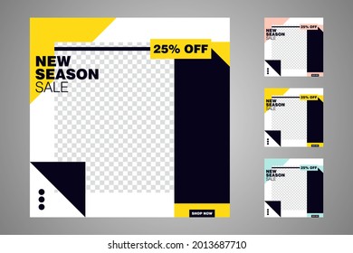 New set of editable minimal banner templates. Suitable for social media posts and web or internet ads. Vector illustration with photo college.