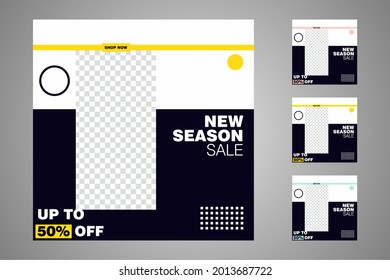 New set of editable minimal banner templates. Suitable for social media posts and web or internet ads. Vector illustration with photo college.