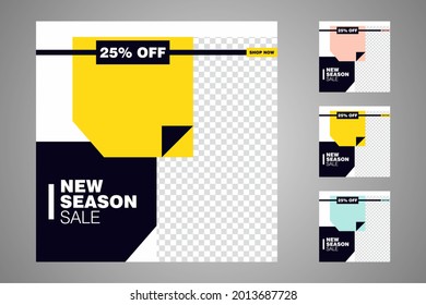 New set of editable minimal banner templates. Suitable for social media posts and web or internet ads. Vector illustration with photo college.