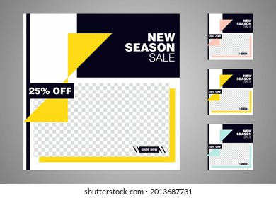 New set of editable minimal banner templates. Suitable for social media posts and web or internet ads. Vector illustration with photo college.