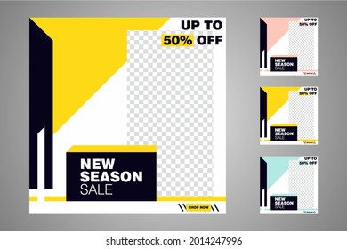 New set of editable minimal banner templates. Suitable for social media posts and web or internet ads. Vector illustration with photo college.