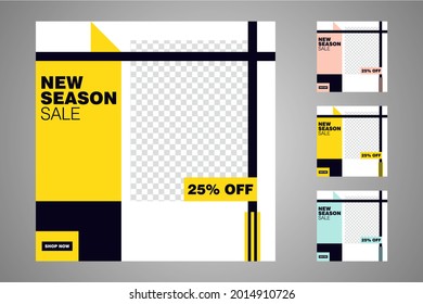 New set of editable minimal banner templates. Suitable for social media posts and web or internet ads. Vector illustration with photo college.