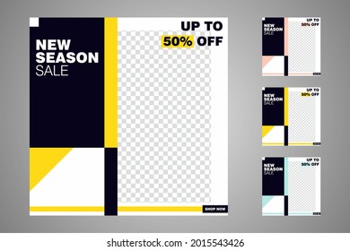 New set of editable minimal banner templates. Suitable for social media posts and web or internet ads. Vector illustration with photo college.