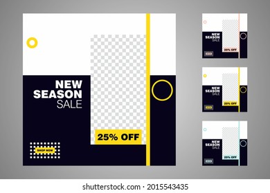 New set of editable minimal banner templates. Suitable for social media posts and web or internet ads. Vector illustration with photo college.