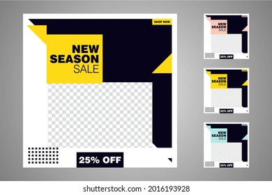 New set of editable minimal banner templates. Suitable for social media posts and web or internet ads. Vector illustration with photo college.