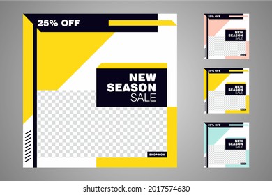 Nuevo conjunto de plantillas de banners mínimas editables. Adecuado para publicaciones en medios sociales y anuncios web o en internet. Ilustración vectorial con colegio fotográfico.