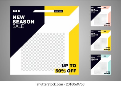 New set of editable minimal banner templates. Suitable for social media posts and web or internet ads. Vector illustration with photo college.