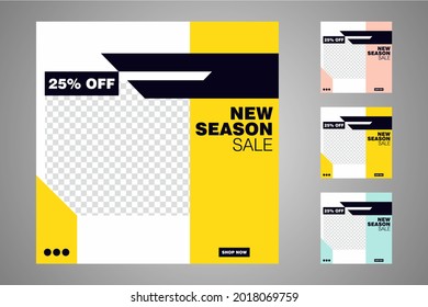 New set of editable minimal banner templates. Suitable for social media posts and web or internet ads. Vector illustration with photo college.