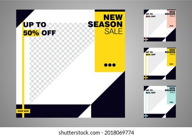 New set of editable minimal banner templates. Suitable for social media posts and web or internet ads. Vector illustration with photo college.