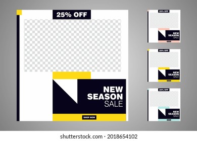 New set of editable minimal banner templates. Suitable for social media posts and web or internet ads. Vector illustration with photo college.