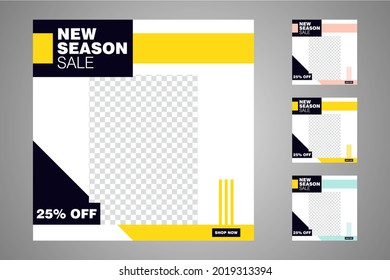 New set of editable minimal banner templates. Suitable for social media posts and web or internet ads. Vector illustration with photo college.