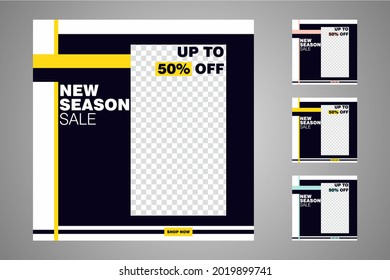New set of editable minimal banner templates. Suitable for social media posts and web or internet ads. Vector illustration with photo college.