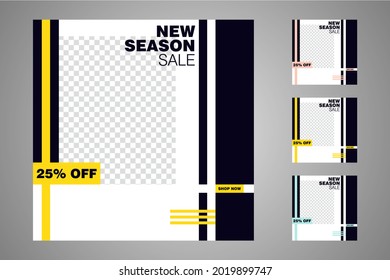 New set of editable minimal banner templates. Suitable for social media posts and web or internet ads. Vector illustration with photo college.