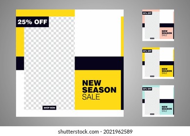 New set of editable minimal banner templates. Suitable for social media posts and web or internet ads. Vector illustration with photo college.