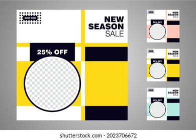 New set of editable minimal banner templates. Suitable for social media posts and web or internet ads. Vector illustration with photo college.