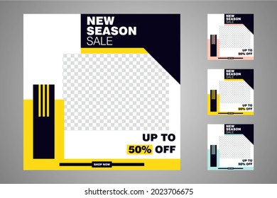 Nuevo conjunto de plantillas de banners mínimas editables. Adecuado para publicaciones en medios sociales y anuncios web o en internet. Ilustración vectorial con colegio fotográfico.