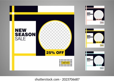New set of editable minimal banner templates. Suitable for social media posts and web or internet ads. Vector illustration with photo college.