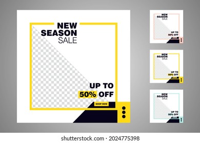 New set of editable minimal banner templates. Suitable for social media posts and web or internet ads. Vector illustration with photo college.