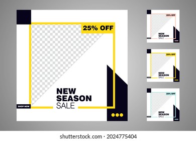 New set of editable minimal banner templates. Suitable for social media posts and web or internet ads. Vector illustration with photo college.