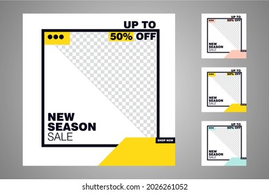 New set of editable minimal banner templates. Suitable for social media posts and web or internet ads. Vector illustration with photo college.