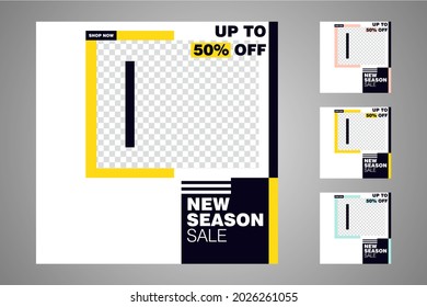 New set of editable minimal banner templates. Suitable for social media posts and web or internet ads. Vector illustration with photo college.