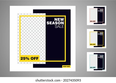 New set of editable minimal banner templates. Suitable for social media posts and web or internet ads. Vector illustration with photo college.