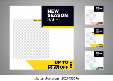 New set of editable minimal banner templates. Suitable for social media posts and web or internet ads. Vector illustration with photo college.