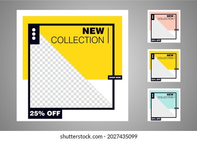New set of editable minimal banner templates. Suitable for social media posts and web or internet ads. Vector illustration with photo college.