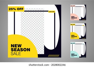 New set of editable minimal banner templates. Suitable for social media posts and web or internet ads. Vector illustration with photo college.