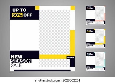 New set of editable minimal banner templates. Suitable for social media posts and web or internet ads. Vector illustration with photo college.