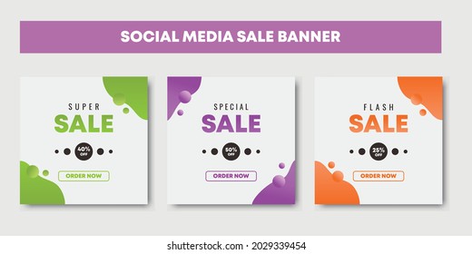 New set of editable minimal banner templates. Trendy abstract square template with colorful concept. Suitable for social media posts and web or internet ads. Vector illustration for business