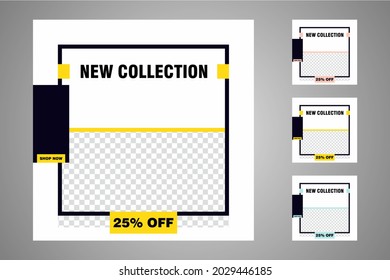 New set of editable minimal banner templates. Suitable for social media posts and web or internet ads. Vector illustration with photo college.