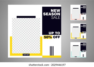New set of editable minimal banner templates. Suitable for social media posts and web or internet ads. Vector illustration with photo college.