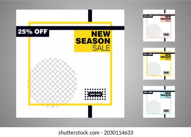 New set of editable minimal banner templates. Suitable for social media posts and web or internet ads. Vector illustration with photo college.
