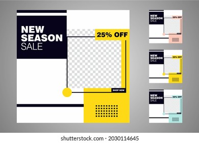 New set of editable minimal banner templates. Suitable for social media posts and web or internet ads. Vector illustration with photo college.